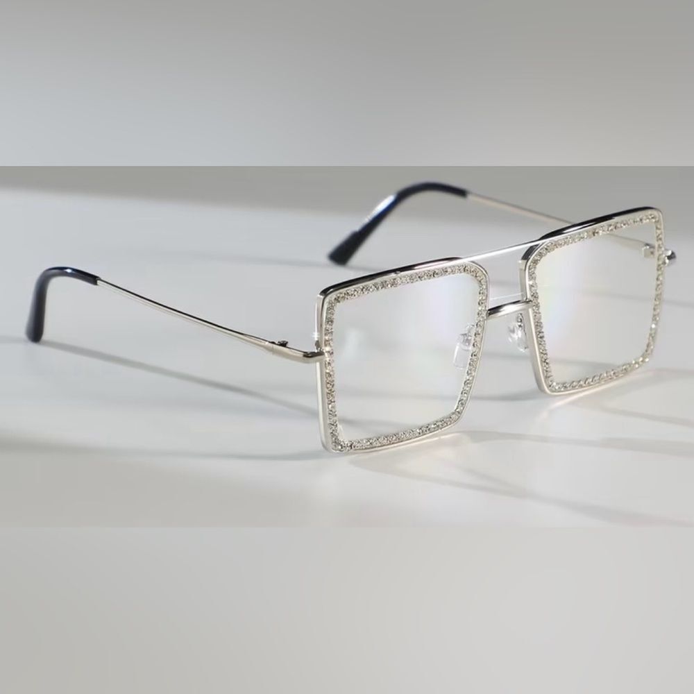 Rhinestone Embellished Oversized Square Glasses - Picture 3 of 4